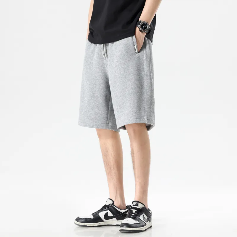 Hansca Comfortable Ribbed Skin Friendly Breathable Casual Shorts Men's-5