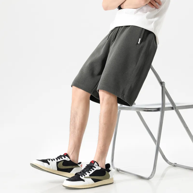 Hansca Comfortable Ribbed Skin Friendly Breathable Casual Shorts Men's-9