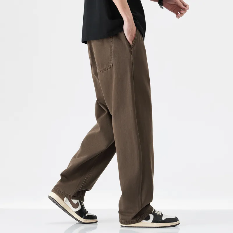 Hansca Wide Leg Hip Hiding Leg Lengthening Straight Fit Jeans Men's-11