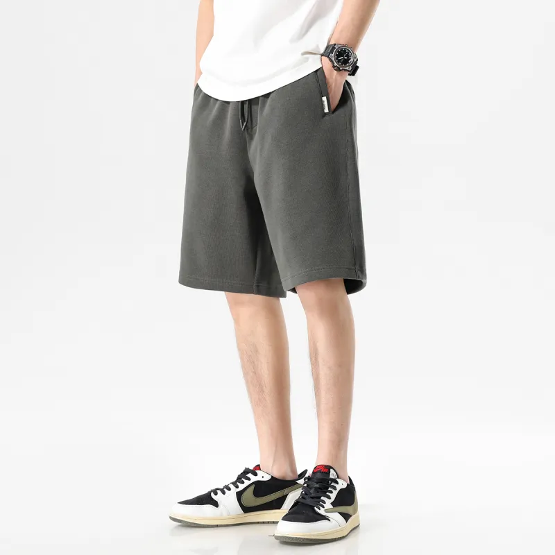 Hansca Comfortable Ribbed Skin Friendly Breathable Casual Shorts Men's-13