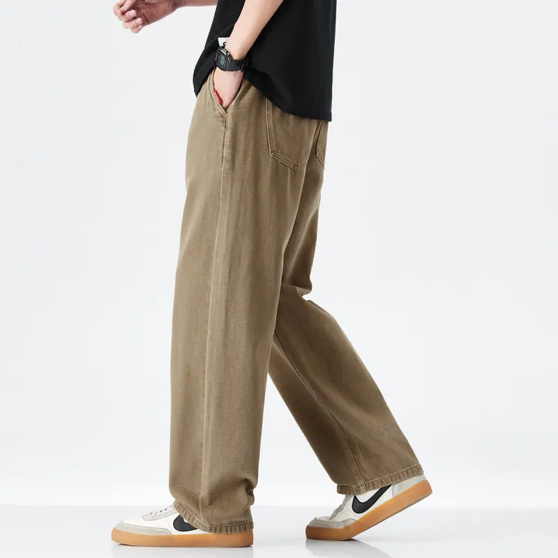 Hansca Wide Leg Hip Hiding Leg Lengthening Straight Fit Jeans Men's-6