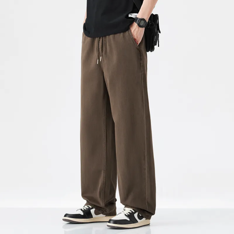 Hansca Wide Leg Hip Hiding Leg Lengthening Straight Fit Jeans Men's-13