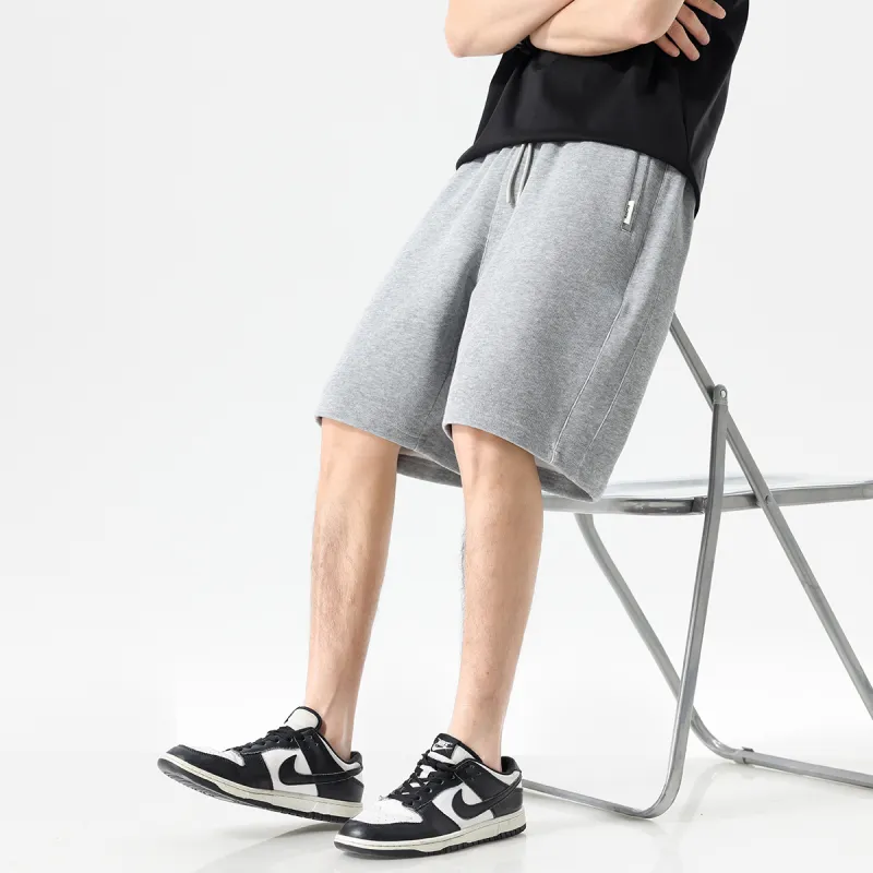 Hansca Comfortable Ribbed Skin Friendly Breathable Casual Shorts Men's-2