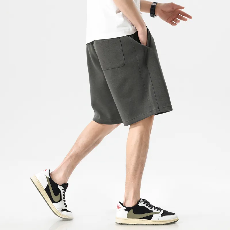 Hansca Comfortable Ribbed Skin Friendly Breathable Casual Shorts Men's-12