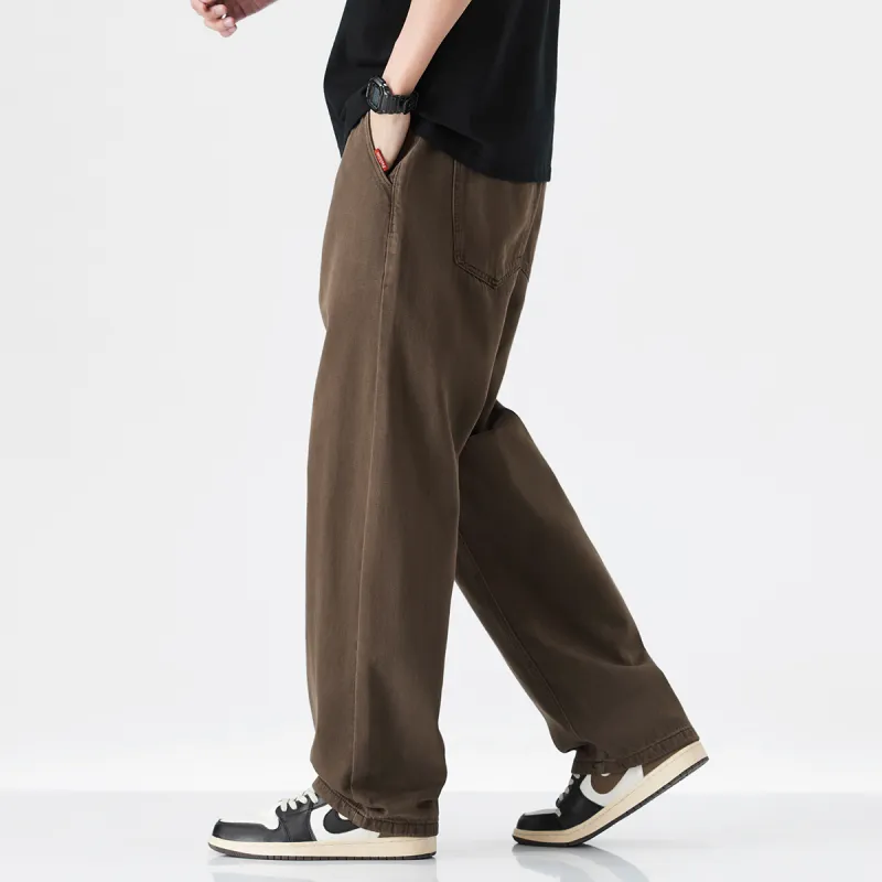 Hansca Wide Leg Hip Hiding Leg Lengthening Straight Fit Jeans Men's-10