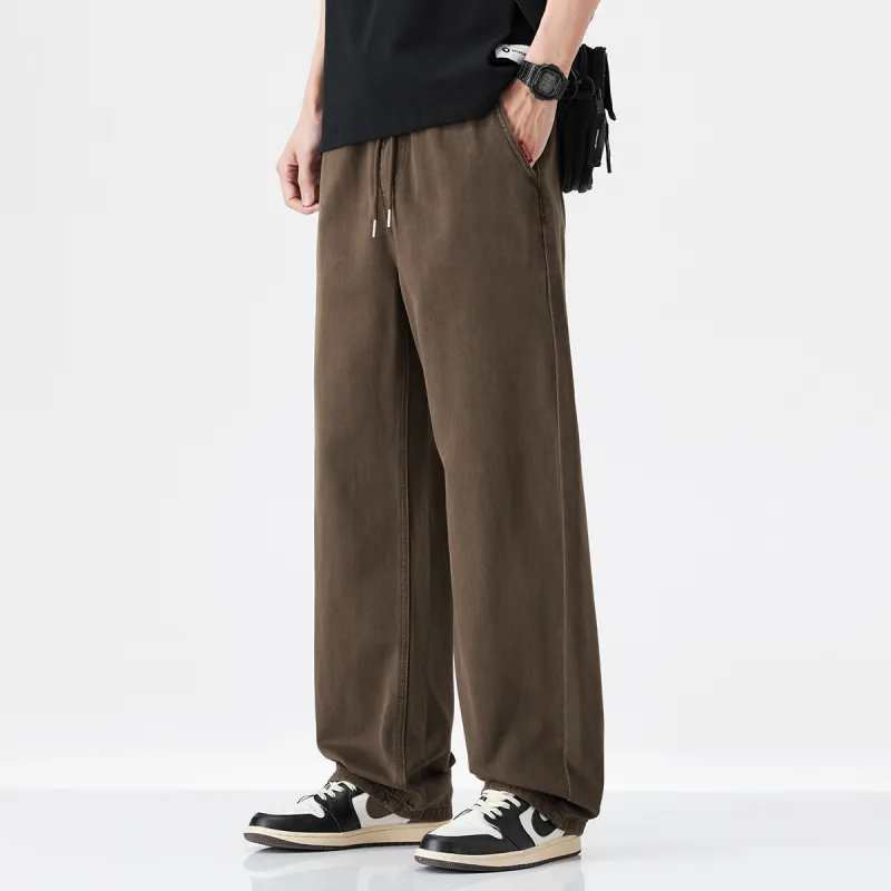 Hansca Wide Leg Hip Hiding Leg Lengthening Straight Fit Jeans Men's-14