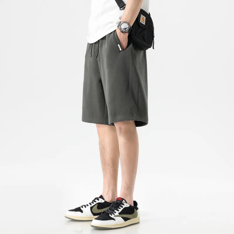 Hansca Comfortable Ribbed Skin Friendly Breathable Casual Shorts Men's-11