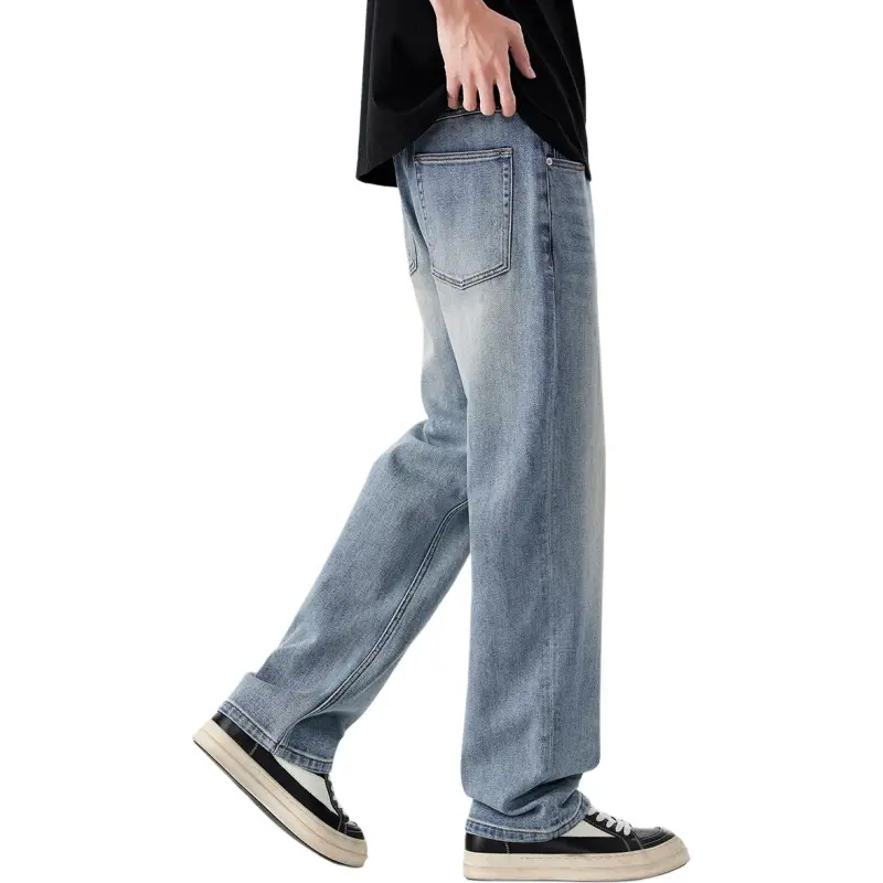 Hansca Teenagers Height Increasing Slimming Jeans Men's Nostalgic Blue-3
