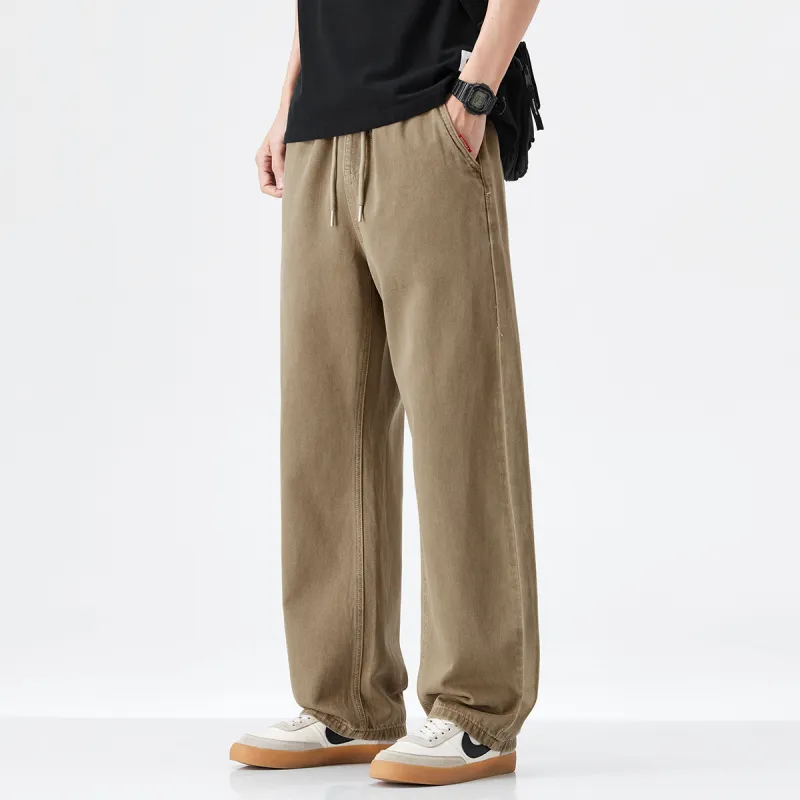 Hansca Wide Leg Hip Hiding Leg Lengthening Straight Fit Jeans Men's-4