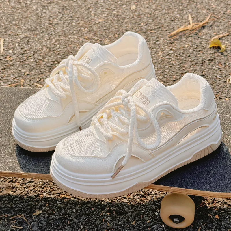 SNXR Waterproof And Wear resistant Low Top Skateboard Shoes Women's Beige-4