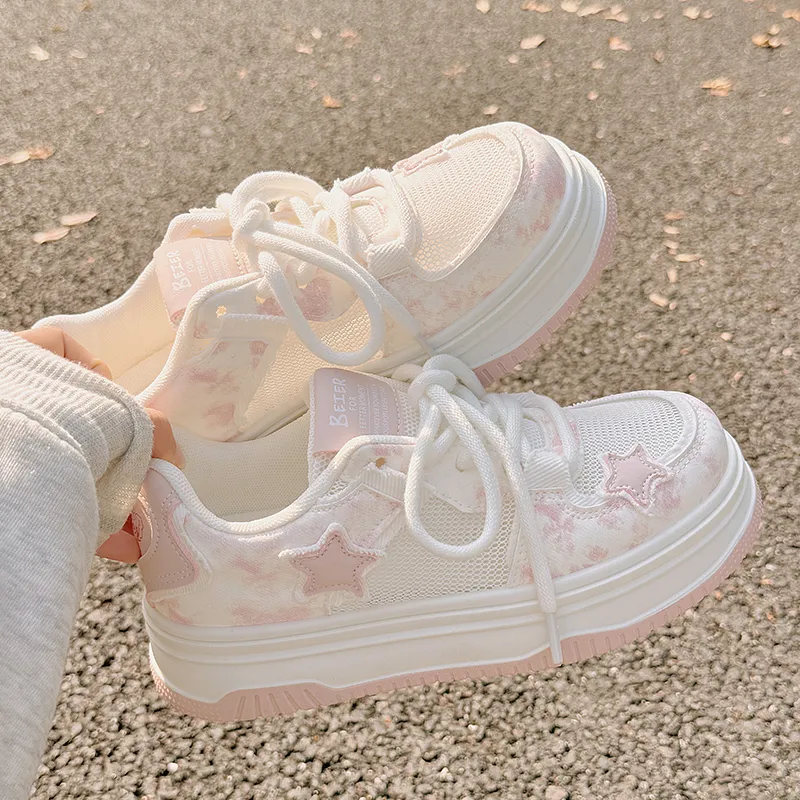 SHUXIAOBEI Slip Resistant, Abrasion Resistant, Breathable Low Top Skateboard Shoes Women's Pink-4