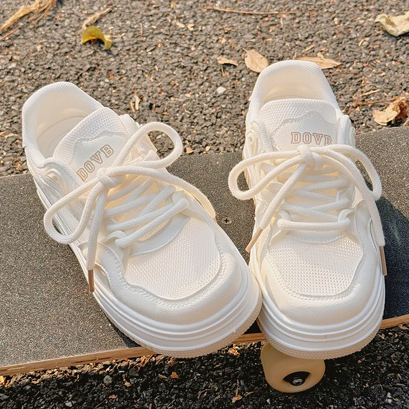 SNXR Waterproof And Wear resistant Low Top Skateboard Shoes Women's Beige-2