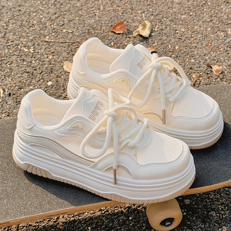 SNXR Waterproof And Wear resistant Low Top Skateboard Shoes Women's Beige-1