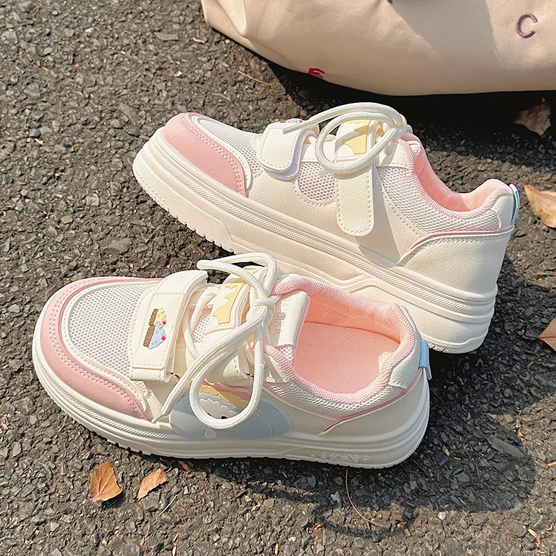 SNXR Slip Resistant Quick Dry Abrasion Resistant Low Top Skateboard Shoes Women's White Pink-1