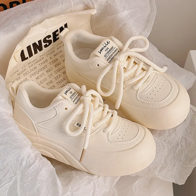 SNXR Anti Slip Wear Resistant Low Top Skateboard Shoes Women's Beige-1