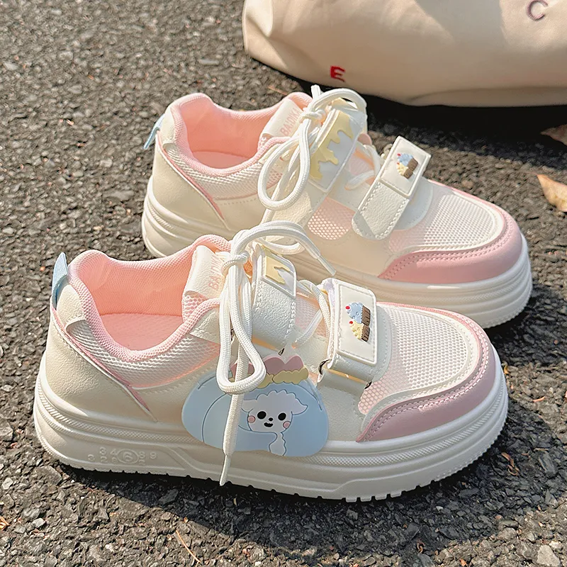 SNXR Slip Resistant Quick Dry Abrasion Resistant Low Top Skateboard Shoes Women's White Pink-3