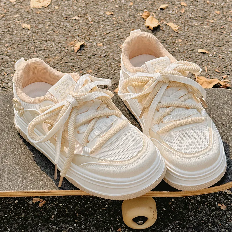 SNXR Quick Dry Lightweight Low Top Skateboard Shoes Women's Beige-3