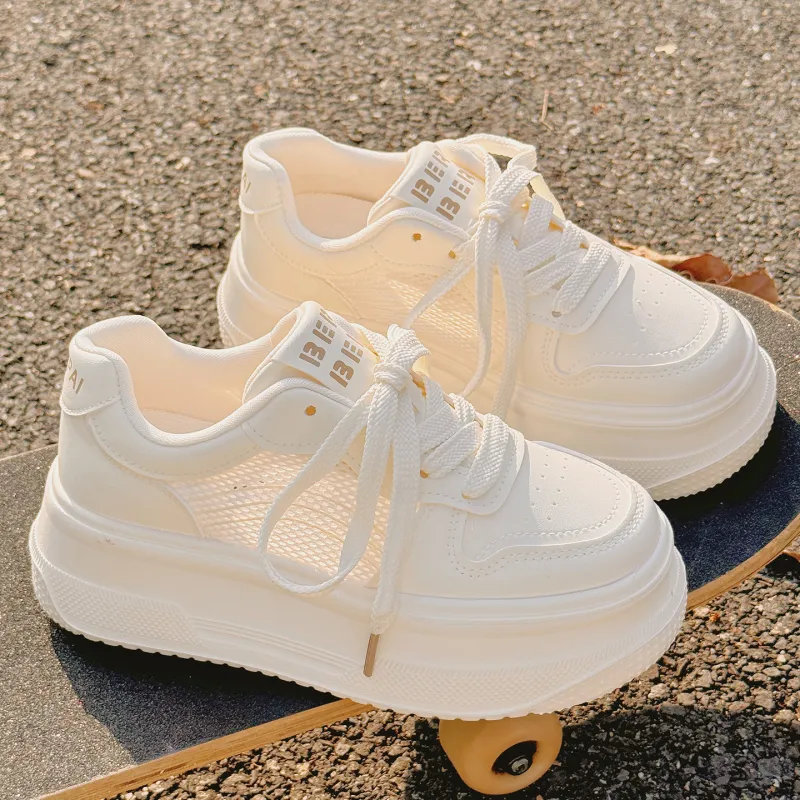 SNXR Cushioning And Breathable Low Top Skateboard Shoes Women's Ecru-3