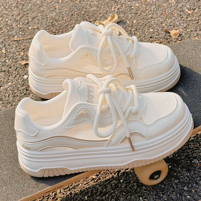 SNXR Waterproof And Wear resistant Low Top Skateboard Shoes Women's Beige-3