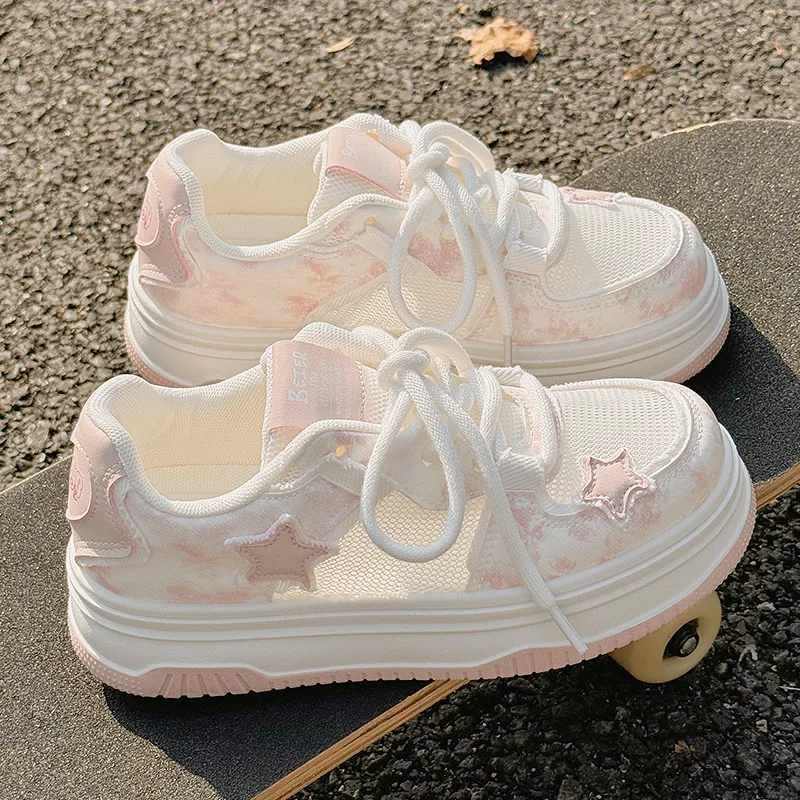 SHUXIAOBEI Slip Resistant, Abrasion Resistant, Breathable Low Top Skateboard Shoes Women's Pink-6