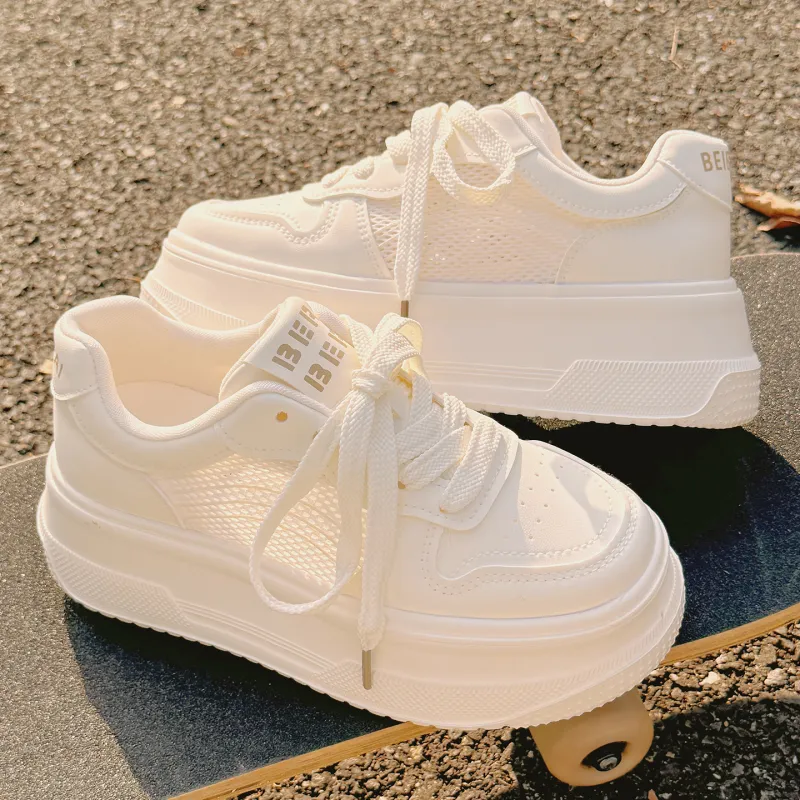 SNXR Cushioning And Breathable Low Top Skateboard Shoes Women's Ecru-7