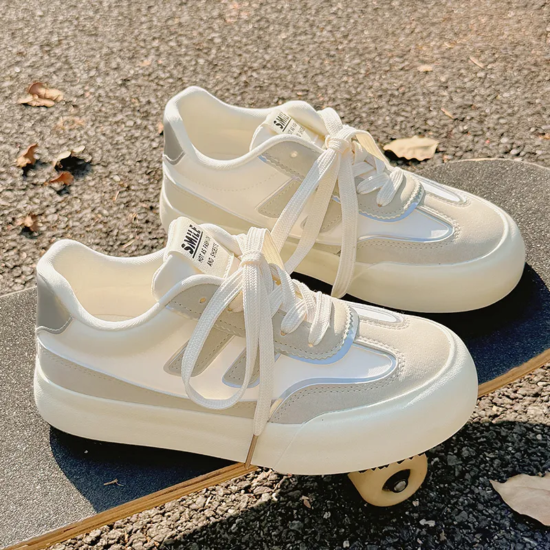 SNXR Slip Resistant Cushioning, Quick Dry, Breathable, Lightweight Low Top Skateboard Shoes Women's White-1