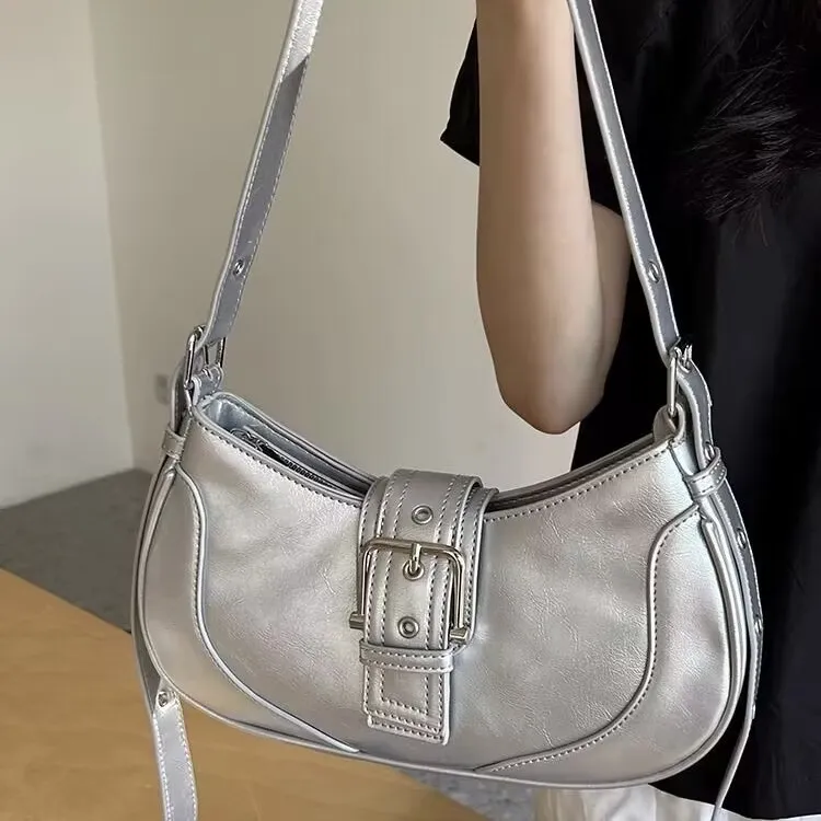 OKEKE Pu Shoulder Bag Regular Unisex Black/Coffee/Silver-9