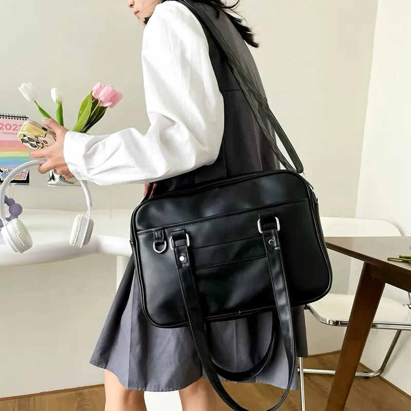 OKEKE Pu Shoulder Bag Regular Unisex Black/Pearl White/White/Coffee-3