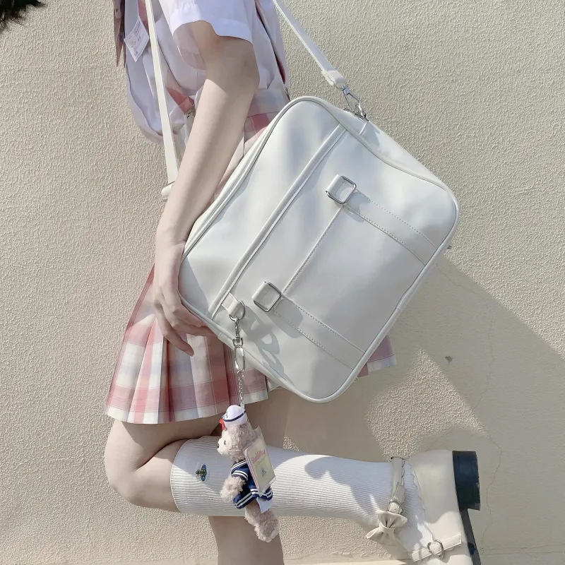 OKEKE Pu Shoulder Bag Regular Unisex Black/Pearl White/White/Coffee-7