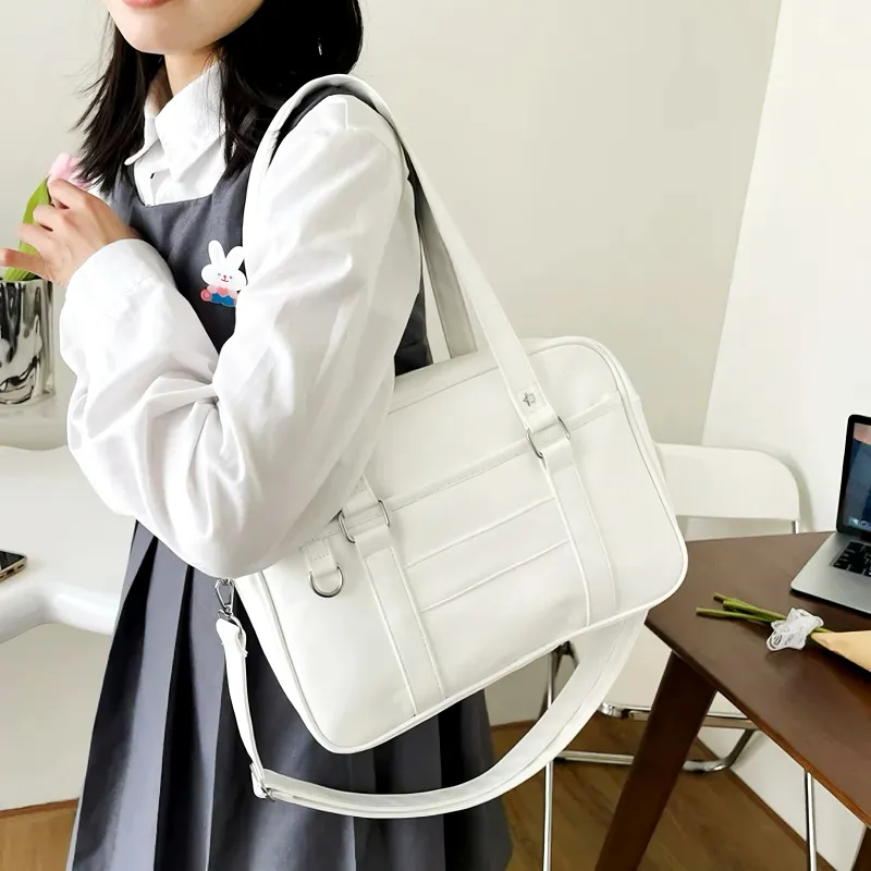 OKEKE Pu Shoulder Bag Regular Unisex Black/Pearl White/White/Coffee-11