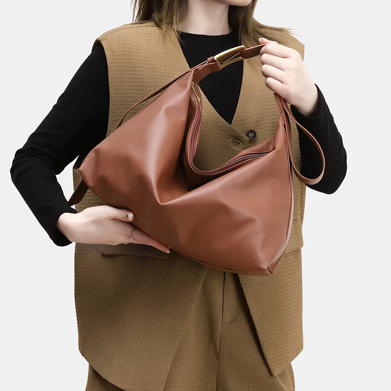 OKEKE Pu Handbag Shoulder Bag Regular Unisex Black/Brown-2
