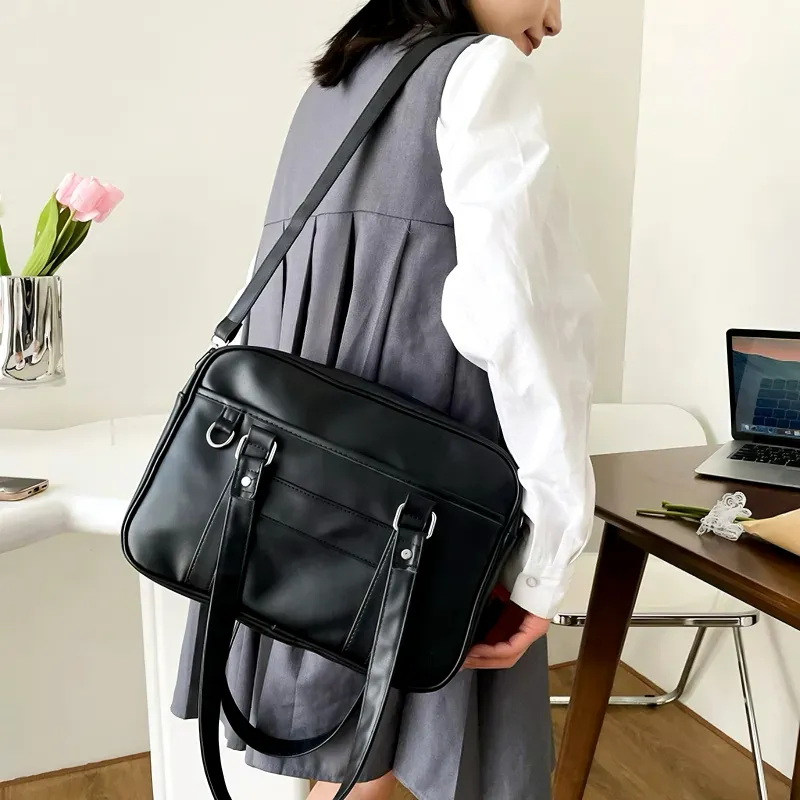 OKEKE Pu Shoulder Bag Regular Unisex Black/Pearl White/White/Coffee-2