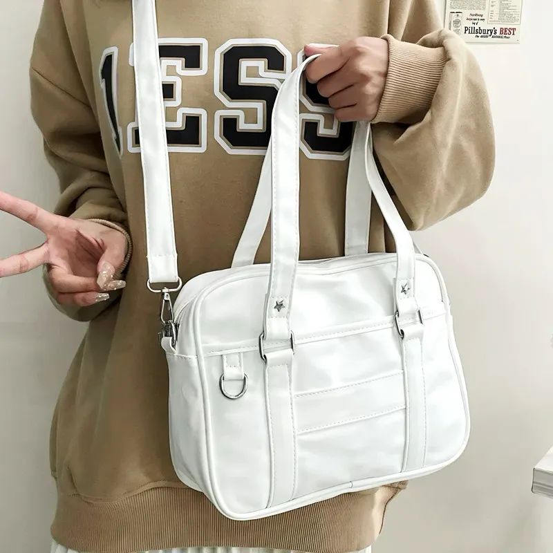 OKEKE Pu Shoulder Bag Regular Unisex Black/Pearl White/White/Coffee-10