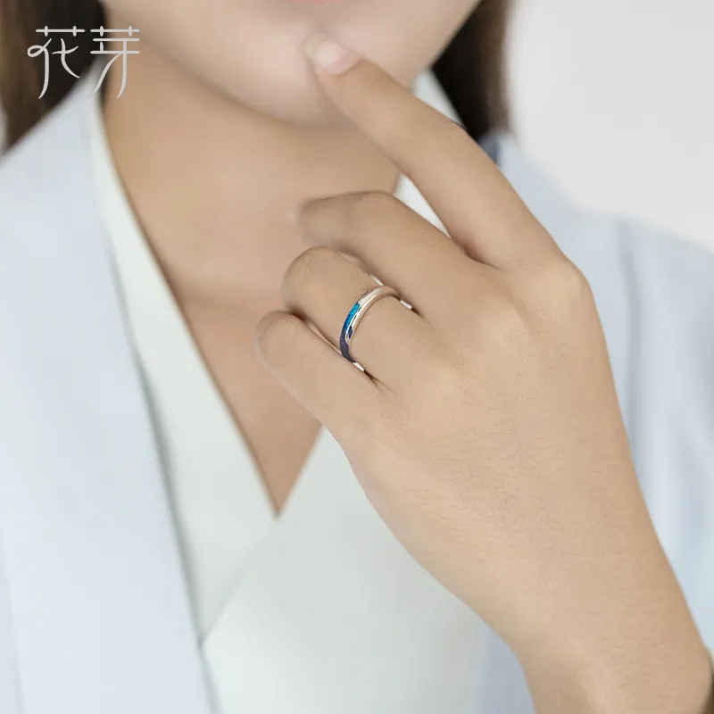 HUAYA S925 Silver Rings Women's Aqua Blue-3
