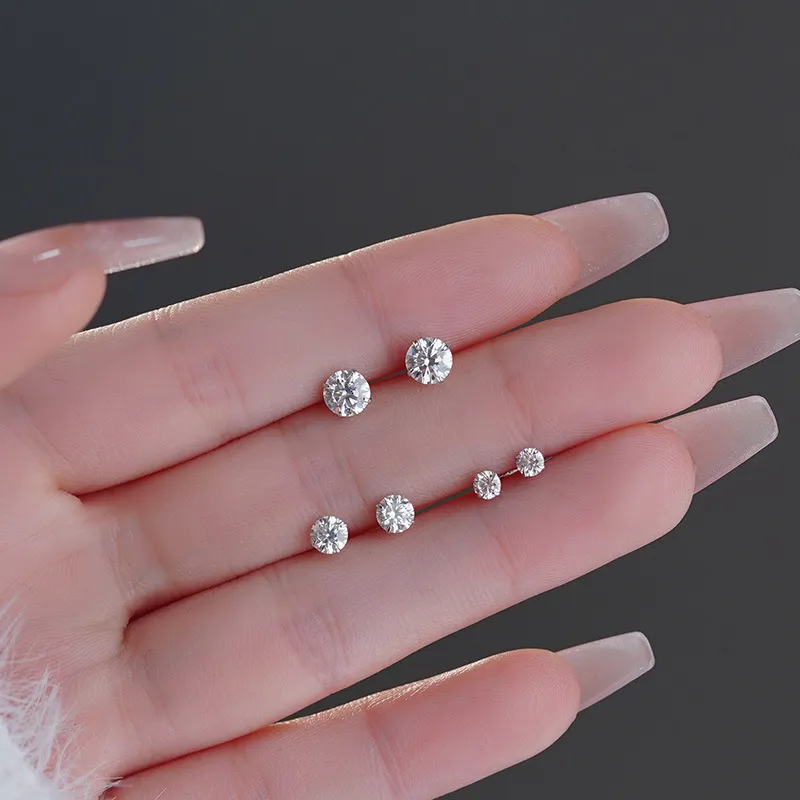 UZIID Sterling Silver S999 Silver Stud Earrings Women's-2