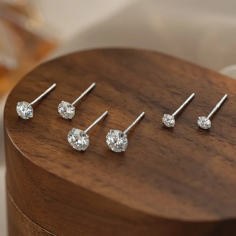 UZIID Sterling Silver S999 Silver Stud Earrings Women's-1