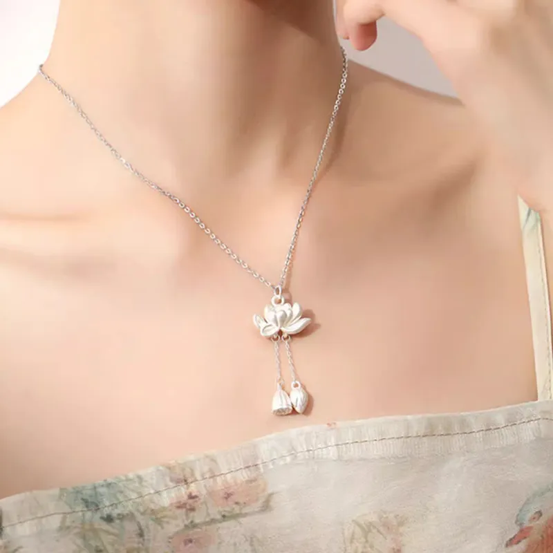 UZIID S999 Fine Silver Sterling Silver Necklaces Women's-7