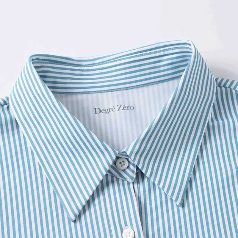 DEGRE ZERO Shirt Women's Soft Blue Stripes-2