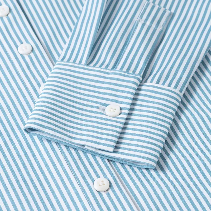 DEGRE ZERO Shirt Women's Soft Blue Stripes-3