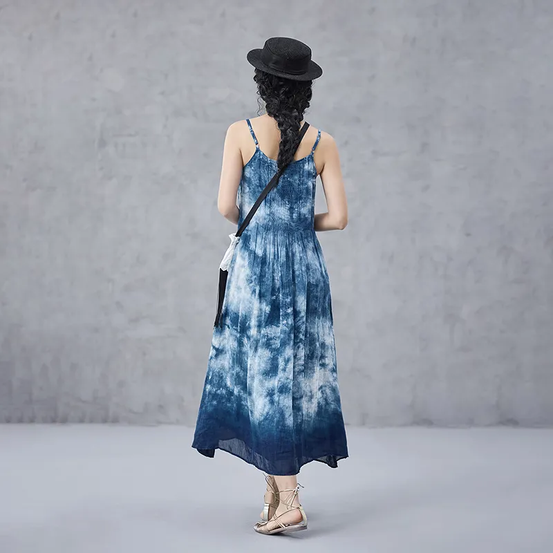 A LIFE ON THE LEFT Slip Dress Women's Plant Blue-1