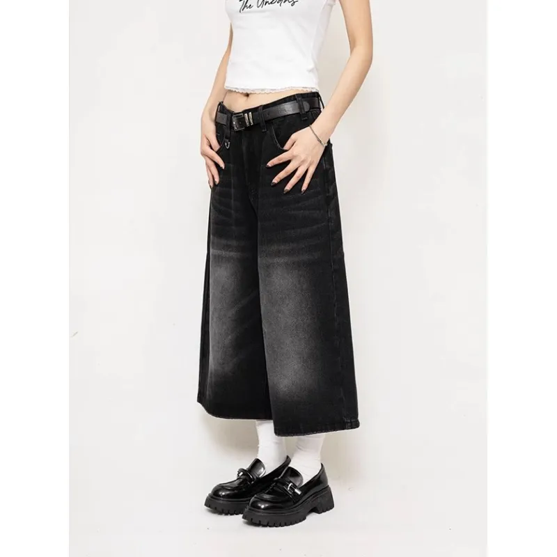GOODHENLCE Denim Shorts Unisex Black Gray Color-3