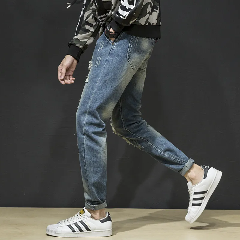 GOODHENLCE Jeans Unisex Vintage Blue Casual-3