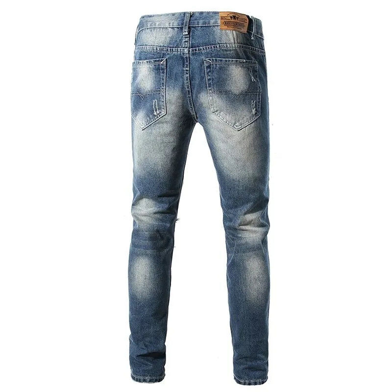 GOODHENLCE Jeans Unisex Vintage Blue Casual-1