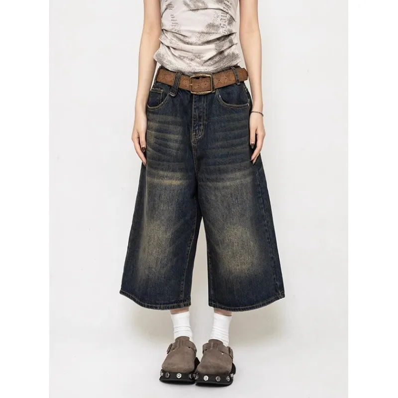 GOODHENLCE Denim Shorts Unisex Black Gray Color-4