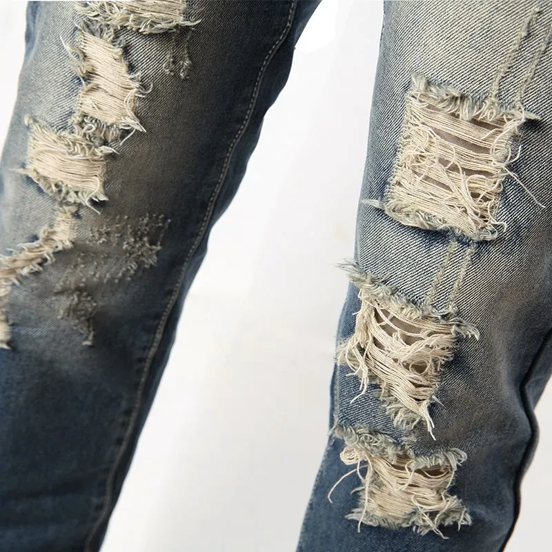 GOODHENLCE Jeans Unisex Vintage Blue Casual-4