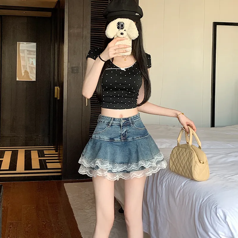 MISSHONEY MH Denim Short Skirts Women's-3