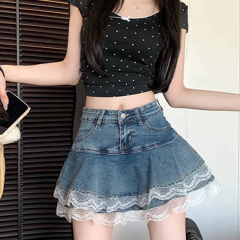 MISSHONEY MH Denim Short Skirts Women's-4