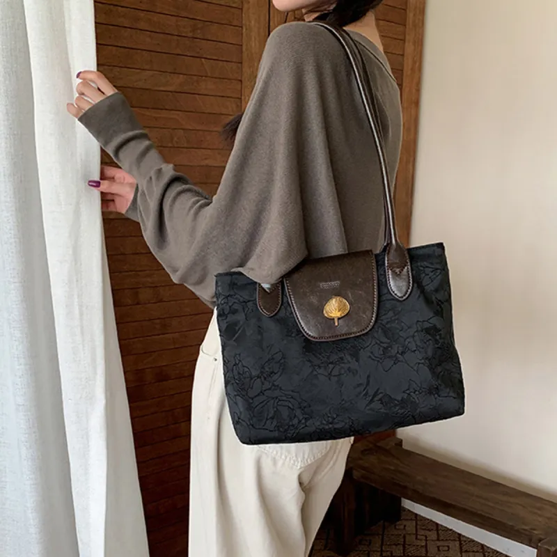 ST&SAT Fabric Shoulder Bag Women's Classical Black-4