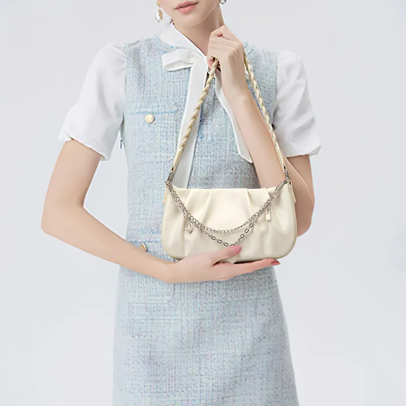 CORALDAISY Synthetic Leather Crossbody Bag, Shoulder Bag Regular Women's Crescent White-5