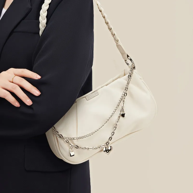 CORALDAISY Synthetic Leather Crossbody Bag, Shoulder Bag Regular Women's Crescent White-4